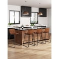 thumbnail image 3 of LainTene 26" Bar Stools Set of 3 – Faux Leather Counter Height Stools with Backrest & Footrest, Heavy-Duty Metal Frame for Kitchen, Bar, Living Room, Dark Brown, 3 of 8