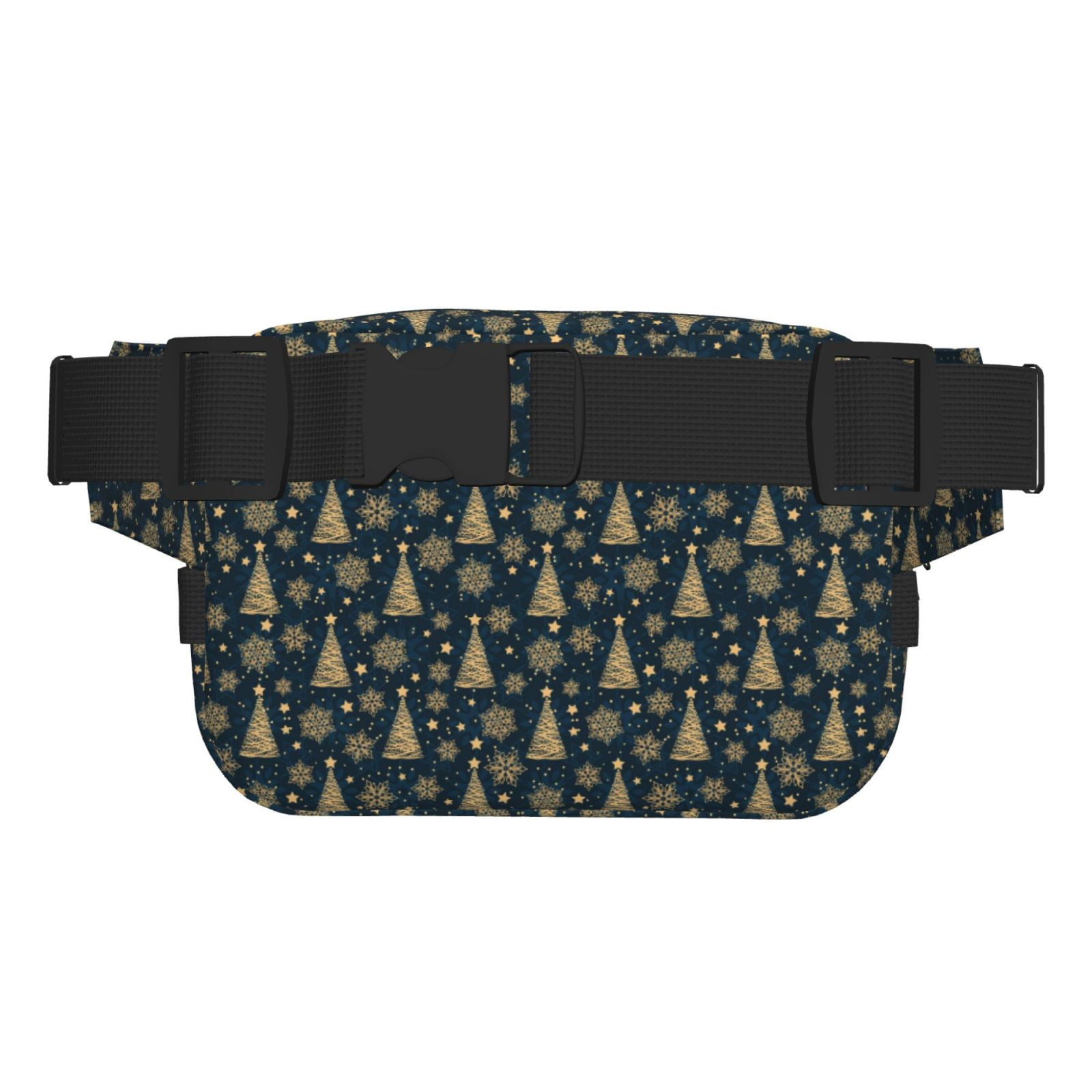 Picia Gold Snowflake Christmas Tree Print Square Double-Layer Waist Bag Mini Adjustable Waist Belt Bag Exercise Running Travel Hiking