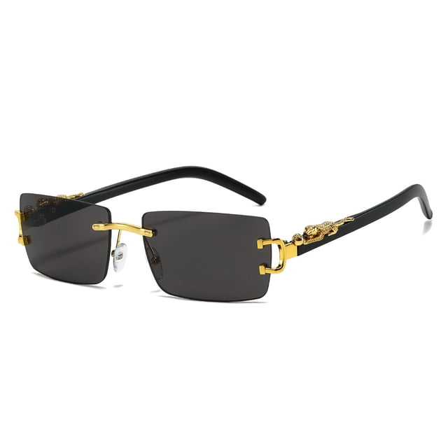 Typpkmm Fashion Rectangular Sunglasses Men Women Cheetah Brand Designer Rimless Cool Vacation Sun Glasses