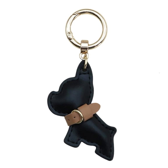 Ciwanning Portable Lovely French Bulldog Keychain PU Leather Pendant Keyring Key Holder
