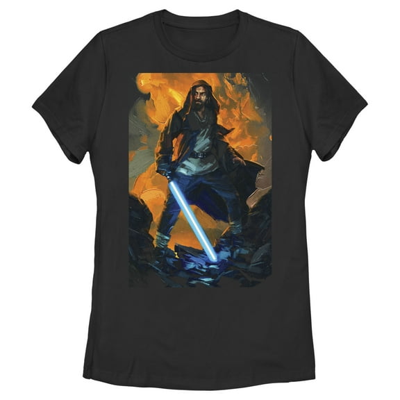Women's Star Wars: Obi-Wan Kenobi Painted Obi-Wan Graphic Tee Black 2X Large