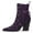 Purple, variant on FSJ Women Fashion Studded Bead Closed Toe Pull On Booties Chunky High Heels Buckle Strap Ankle Boots Stretch Party Dress Shoes Size 9 Black