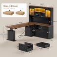 thumbnail image 2 of 69" Farmhouse L Shaped Standing Desk with 4 Drawers and Detachable Bookshelf, Height Adjustable Computer Desk for Home Office, 2 of 8
