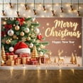 thumbnail image 6 of Gold Silver Theme Christmas Banner Red Bow Design New Year Banner Snowflake Pattern Christmas Tree Decor Holiday Banner for Christmas Party New Year Celebration Home Decoration, 6 of 8