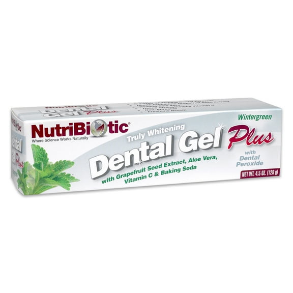 NutriBiotic Dental Gel Plus, Truly Whitening, Wintergreen, 4.5 Oz with GSE & Dental Peroxide