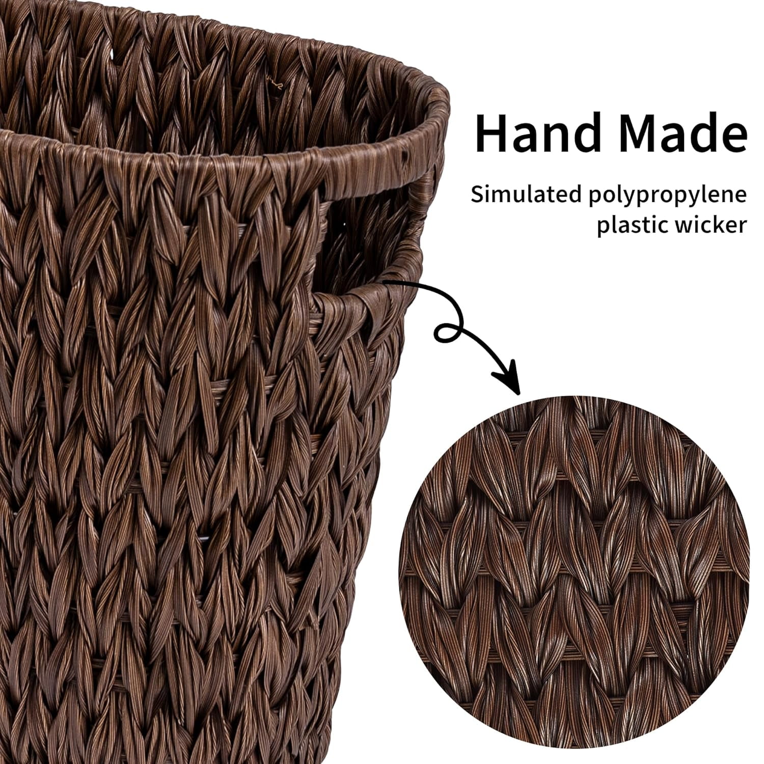 GRANNY SAYS Wicker Trash Can, Waterproof Bathroom Waste Basket, Handwoven Decorative Garbage Can, 19 Liters,/5 Gallons, Brown