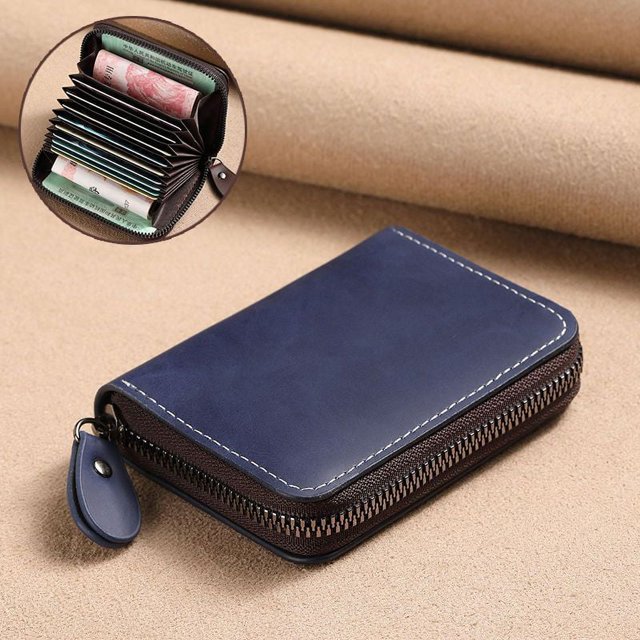 Estuche para tarjetas de cuero suave, sencillo, de gran capacidad, para múltiples tarjetas, para hombre, delgado, antirrobo, a la moda