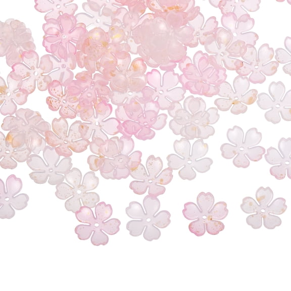 Cherry Blossom Beads, Mini Flower Beads, 19mm 5-Petal Floral Spacer Beads for Jewelry Making DIY Crafts Earrings Bracelets, Pink, Pack of 100