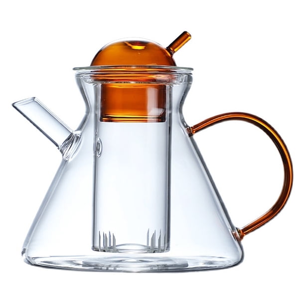 Kearding Tetera de vidrio de 500ml, tetera para bebidas con infusor extraíble, resistente al calor, Manual, tetera de infusión familiar, lavable para el Teteras Sin Copa Kearding HA063069-02B