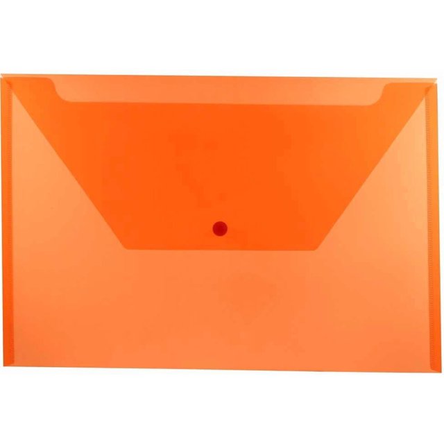 JAM PAPER Sobres de plástico con cierre a presión - Folleto legal - 9 3/4 x 14 1/2 - Naranja - Paquete de 3