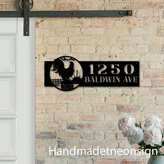 Handmadetneonsign Farm House Number, Farming Home Address Metal, Farm House Address Sign 64571