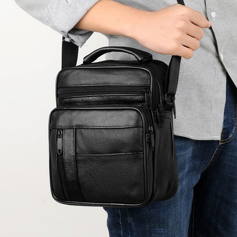 8.26*3.93*9.84in Men's Genuine Leather Handbag Shoulder Bag Fashion Cross Body Messenger Business