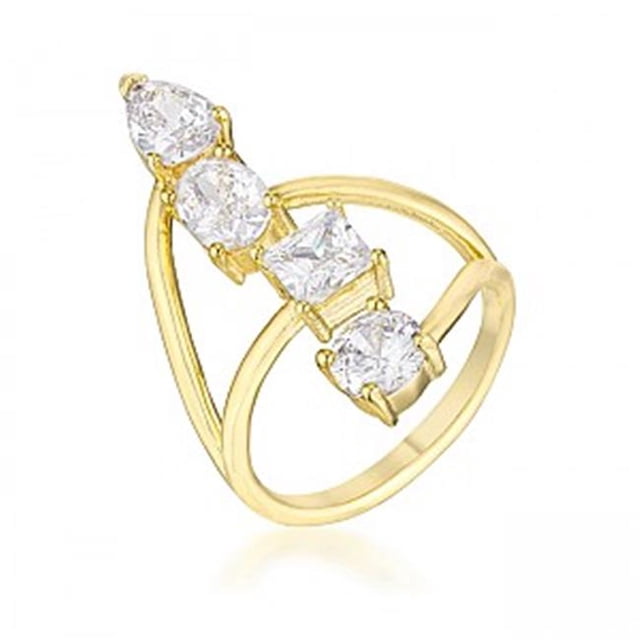 J Goodin R08564G-C01-07 3ct Stunning Cubic Zirconia Goldtone Ring - Size 7