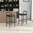 thumbnail image 6 of Guyou Modern Bar Stools Set of 6, 30 Inch Tall Barstools with Low Backrest, Industrial PU Island Stools with Metal Legs, Counter Stools for Kitchen Island Bar Bars, Black, 6 of 11