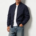 thumbnail image 5 of Men's Casual Bomber Jacket Business Stand Collar Solid Color Casual Baseball Jacket Winter Fall Versatile Short Windbreaker Jacket with Zipper Pockets, 5 of 6