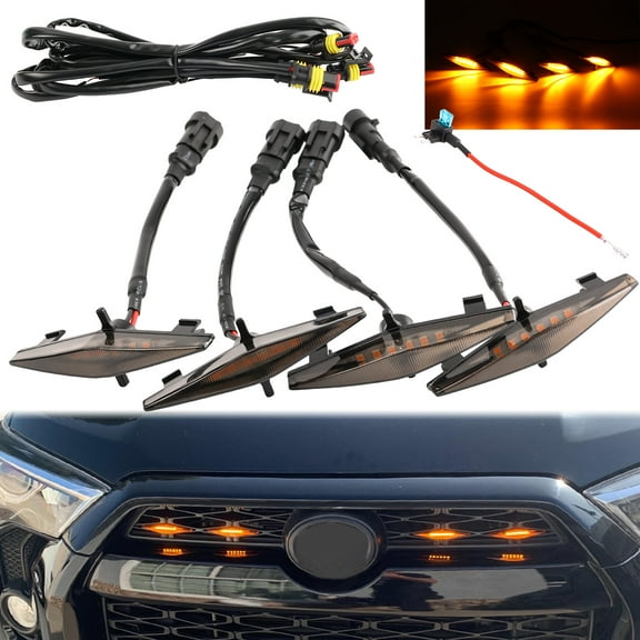AUTOXBERT 4x Upper Grille Parking DRL Running Light for 2014-2023 Toyota 4Runner TRD Pro