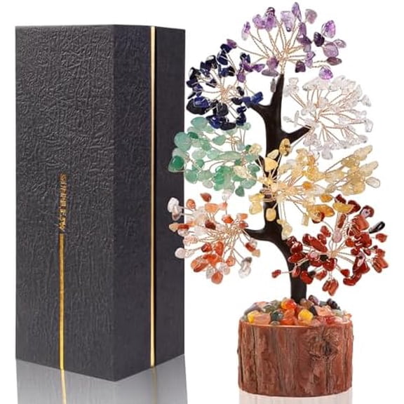 7 Chakra Crystal Tree of Life,Birthday Gifts for Women, Healing Crystal and Stones for Positive Energy,Gifts for Sister and Mom,House Warming Gift,Money Feng Shui Tree Decoration