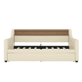 thumbnail image 5 of Tcbosik Upholstered PU Leather Daybed with Trundle, Charging Station and LED Lights, Twin Size Sofa Bed for Small Space, Easy Assembly, Beige, 5 of 9