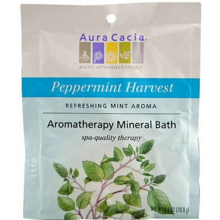 Aura Cacia Aromatherapy Mineral Bath Refreshing Peppermint Harvest , 2.5 OZ (Pack of 4)