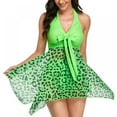 thumbnail image 1 of Two Piece Swim Dress Swimsuit for Women Ruched Tummy Control Tankini Set Plunge V Neck Skirted Bathing Suit, 1 of 6