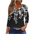thumbnail image 2 of Babysbule 3/4 Sleeve Floral Printed Thin Button-Down V-neck Blouse & Top, Women's, 2 of 6