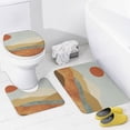 thumbnail image 4 of Sun And Mountain Boho Art 4 Piece Bathroom Shower Curtain Sets with Non-Slip Rugs, Toilet Lid Cover and Bath Mat Modern Mid Century Landscape Artwork Waterproof Shower Curtain, 4 of 8