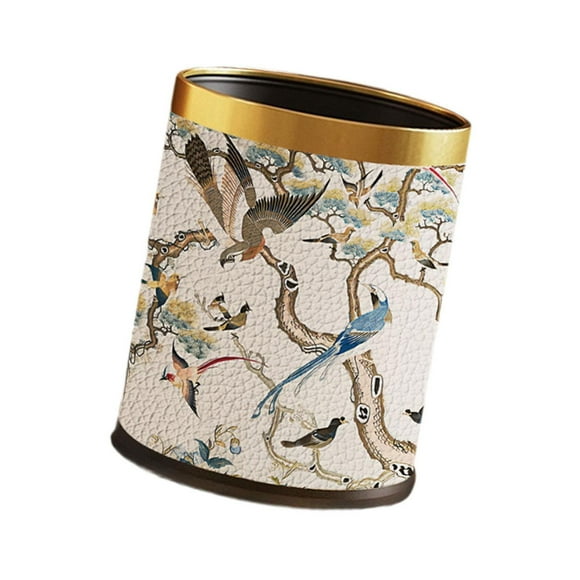 Cesta de basura superior abierta Cesta de residuos 10 L Moderna práctica Portable de contenedores portátiles lata para baño Hotel de la sala de la Bird Branch Gold