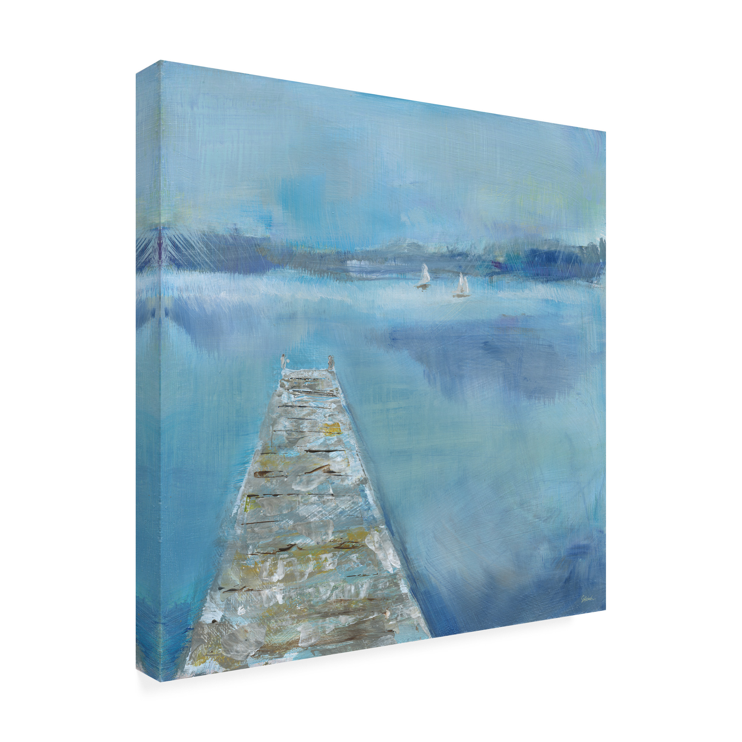Trademark Fine Art 'Lake Edge II Docks' Canvas Art by Sue Schlabach