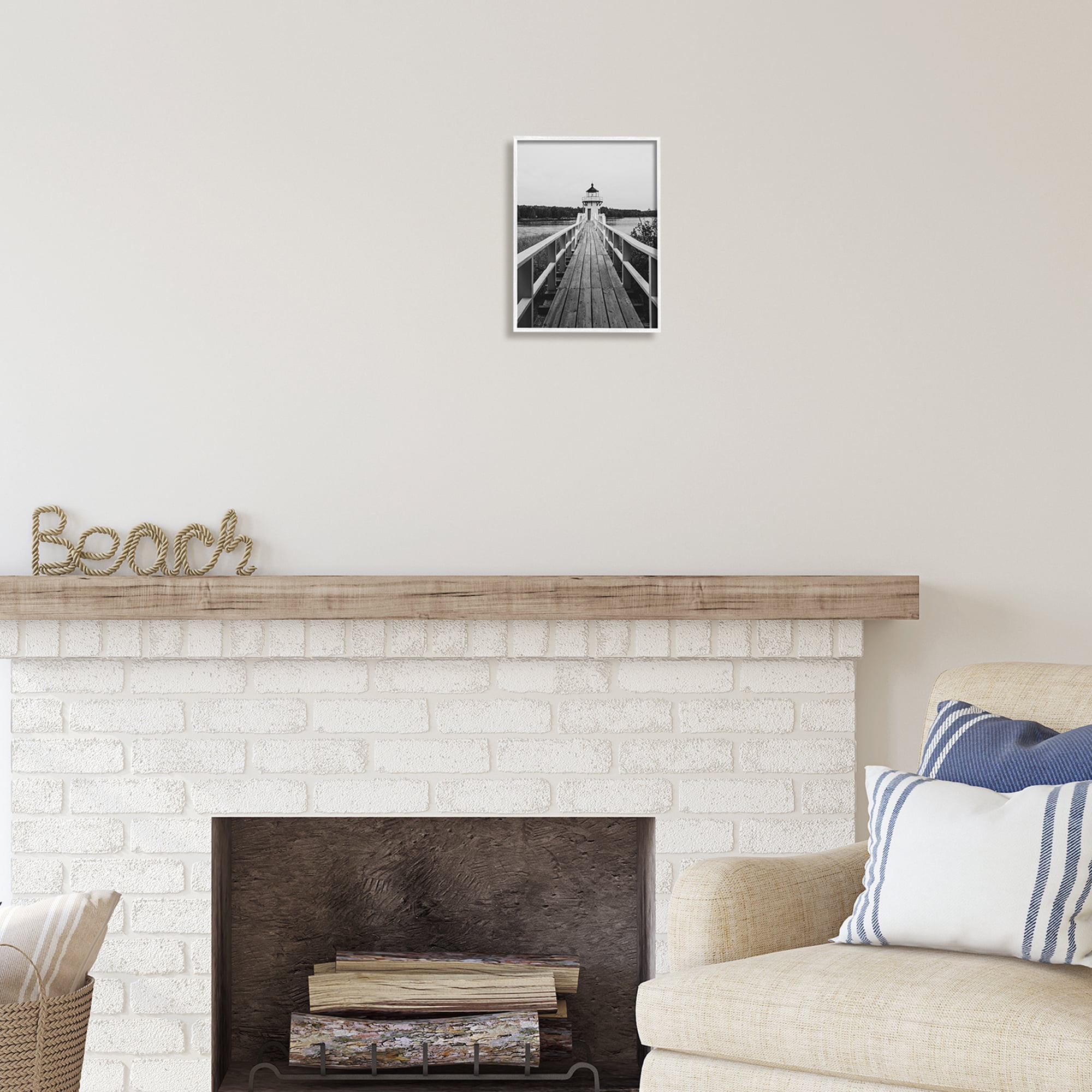 Stupell Industries Rustic Lighthouse Photography Landscape Photography White Framed Art Print Wall Art, 11 x 14