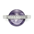 thumbnail image 4 of 925 Sterling Silver Amethyst and CZ Cubic Zirconia Simulated Diamond Ring Size 8 2mm Wide -  Jewelry Gift for Mom, 4 of 5