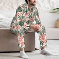 thumbnail image 7 of Susaid Lilies Flowers Print Men's Long Sleeve Pajama Set, Two-Piece Button-Down Loungewear PJs Set, Comfortable Sleepwear for Relaxation-Medium, 7 of 7