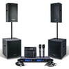 Sound Town Professional PA System Set with 15" Powered PA speakers, 18" Powered Subwoofers, 200-Channel Wireless Microphone System, 12-Channel Audio Mixer and Audio Cables (CARME115118-NESO-S1)