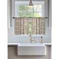 thumbnail image 3 of Sheer Curtains 45 Inch Length 2 Panels Set for Kitchen, Vintage Boho Semi Sheer Curtains for Windows, Abstract Retro Geometric Striped Beige Voile Window Treatments Rod Pocket Curtain, 3 of 7