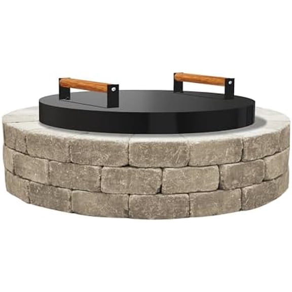 - Fire Pit Solid Cover 25.5 inch Compatible with Outdoor Fire Pits Inside Up to 23" - Carbon Steel Firepit Burner Pan Lid with 2 Wooden Handles - Firepit Accessories for Family Gatherings