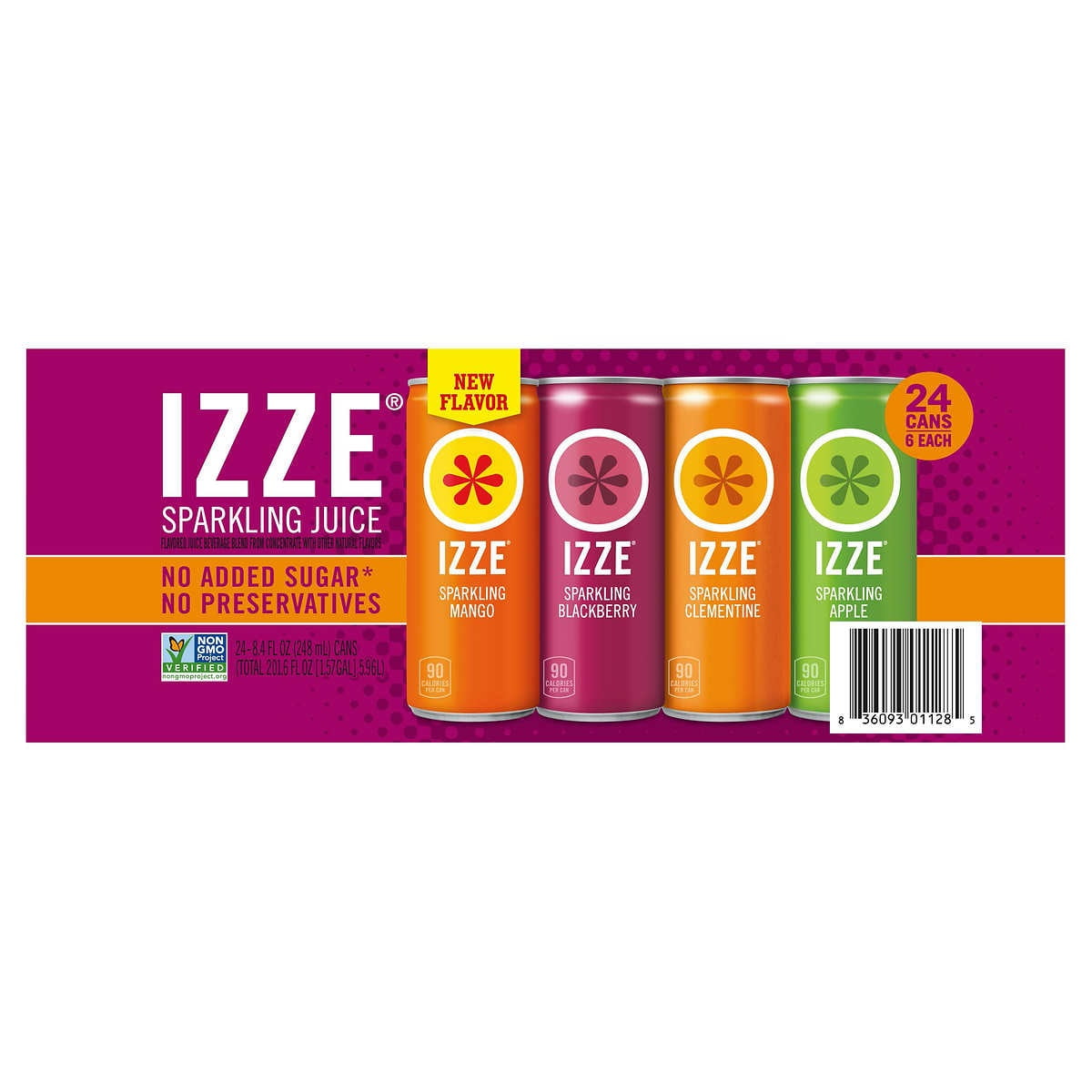 IZZE Sparkling Juice Beverage, Variety Pack, 8.4 Fluid Ounce (Pack of 24)