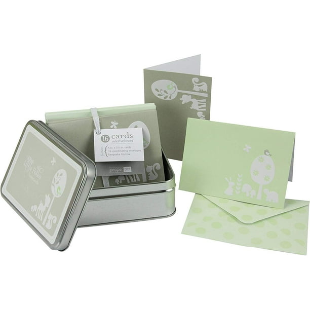 Blank Inside Embossed Note Cards & Envelopes w/ Tin Keepsake Container