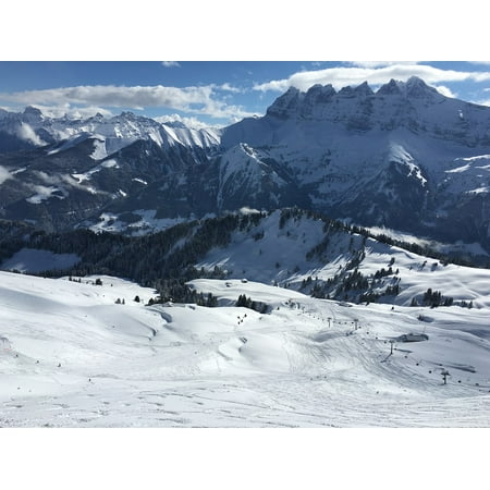 Canvas Print Alps Alpine Switzerland Snow Mountain Winter Ski Stretched Canvas 10 x