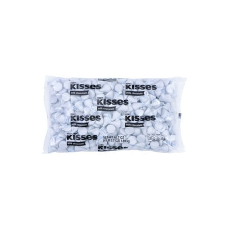 HERSHEY'S, KISSES White Foils Milk Chocolate Candy, Holiday, 66.7 oz, Bulk Bag (400 Pieces)