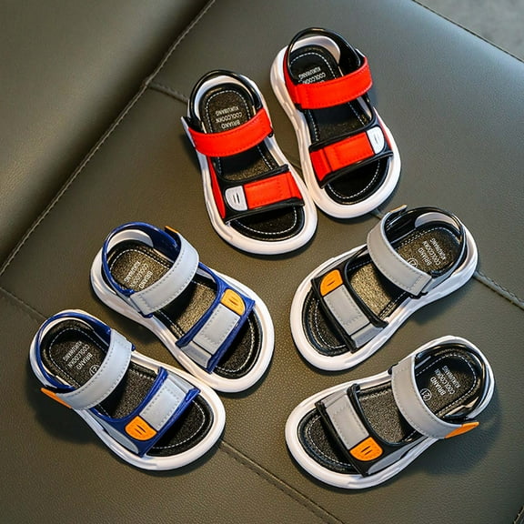 Jinhomg Toddler Boys Sandals Adjustable Strap Open Toe Shoes Lightweight Breathable Non Slip Outdoor Water Sandals Blue 18-24 Months