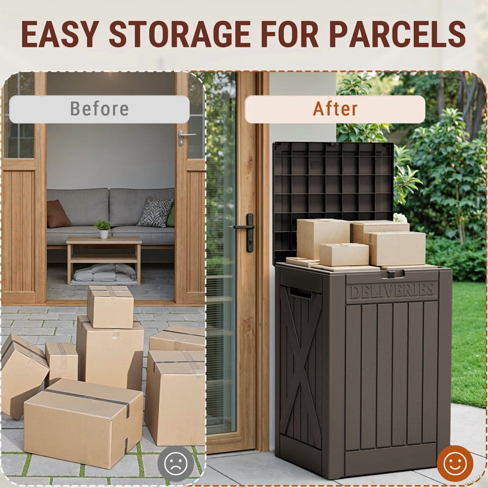 Homall 53 Gallon Package Delivery Boxes, Waterproof Outdoor Resin Mailbox for Packages With Lockabla Lid, Outdoor Storage Parcel Box for Outside