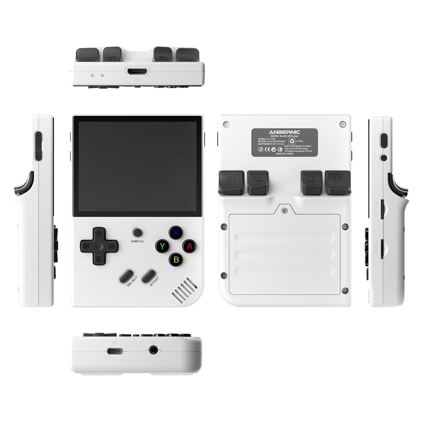 RG35XX Plus Handheld Game Console,Linux System,5G WiFi Bluetooth HD TV Output Gray White
