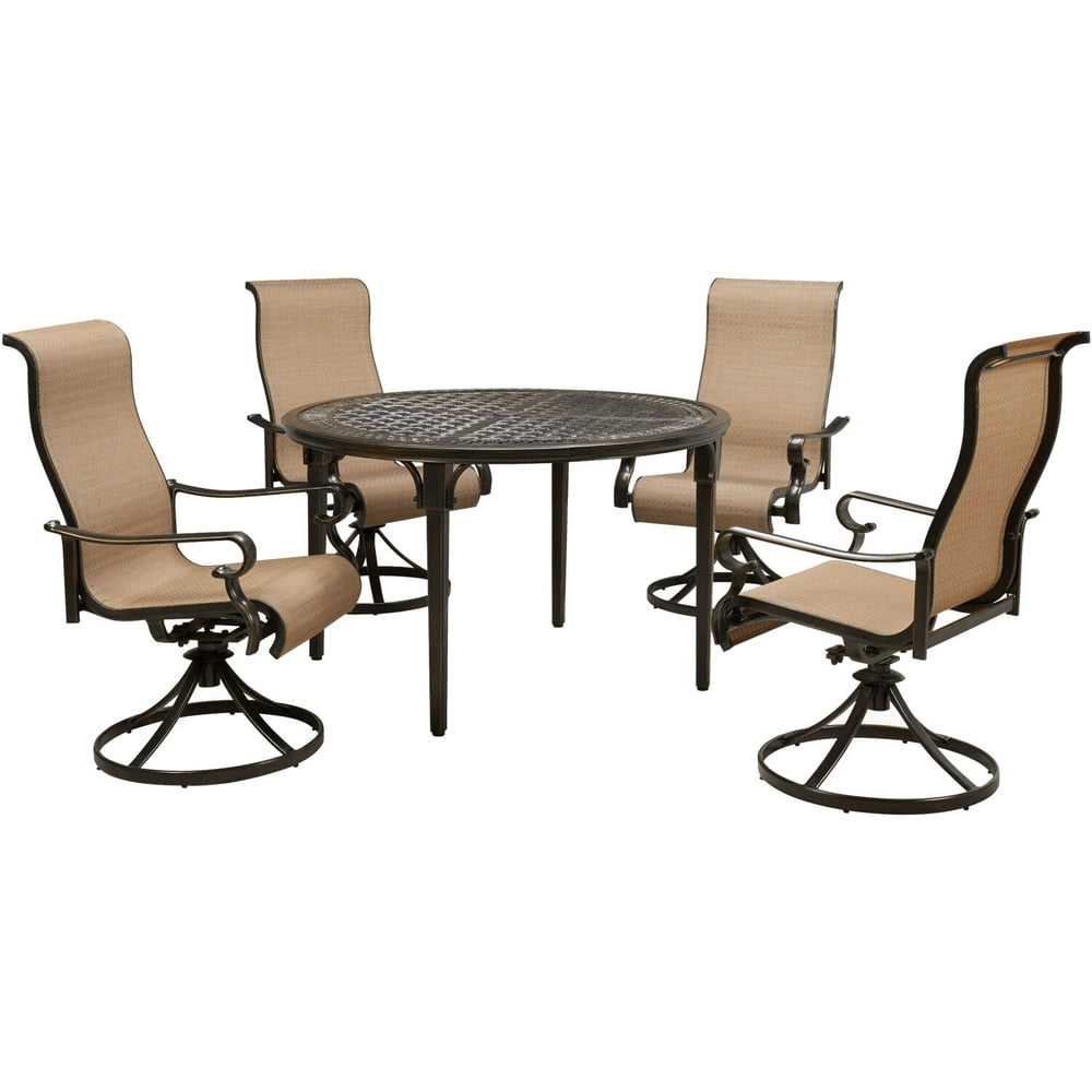 Hanover Brigantine 5 Piece Outdoor Dining Set With 4 Contoured Sling