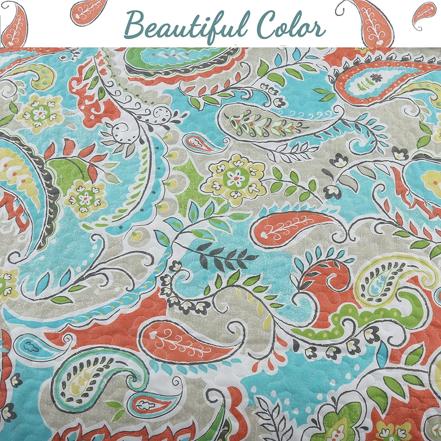 Porch & Den  Bajada Paisley Reversible Quilt Bedding Set Queen 6 Piece