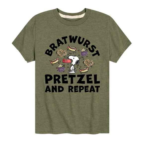 Peanuts - Bratwurst Pretzel And Repeat Snoopy - Toddler & Youth Short Sleeve Graphic T-Shirt
