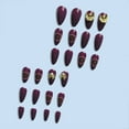 thumbnail image 5 of FCOGIN Medium Almond Acrylic False Nail, Press on Nail, Brown, Flower, Beads, 24 Pieces, 5 of 7