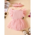 thumbnail image 3 of Bagilaanoe Newborn Baby Girl Rompers Dress Embroidery Fly Sleeve Bodysuit + Headband 3M 6M 9M 12M 18M Infant Tulle A-line Princess Dresses, 3 of 9