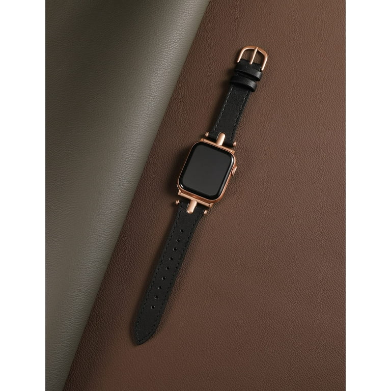Wearlizer Leather Band Compatible with Apple Watch Band Women 42mm 44mm  45mm 49mm(Ultra), Dressy Leather Strap with D-Shape Metal Buckle for iWatch  Bands Series 8 SE 7 6 5 4 3 2 1 