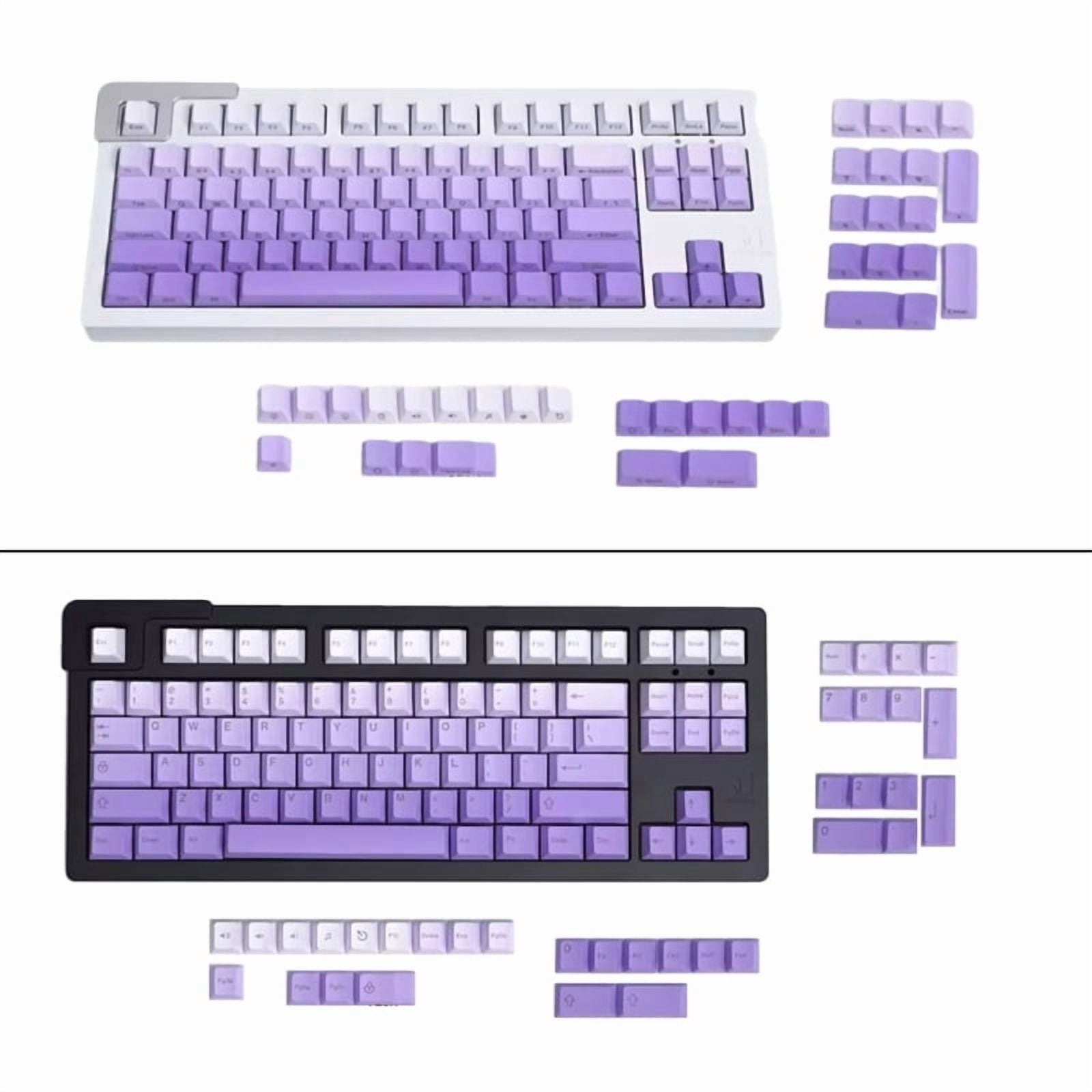 125PCS Gradient Purple PBT Keycaps with Side/Top Engraving Ergonomic Cherry Profile for Mechanical Keyboards