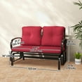 thumbnail image 3 of Outsunny 2-Person Outdoor Glider Chair, Patio Double Rocking Loveseat with Steel Frame and Cushions for Backyard, Garden and Porch, Red, 3 of 10
