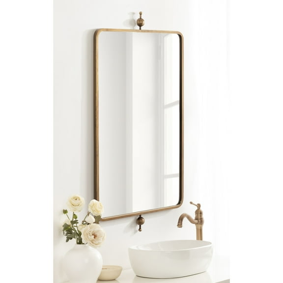 Kate and Laurel Kasota Traditional Metal Rectangle Wall Mirror, 20 x 41, Antique Gold, Vintage Tall Bathroom Mirror for Over Sink or for Use as Versatile Entryway or Bedroom Wall Decor